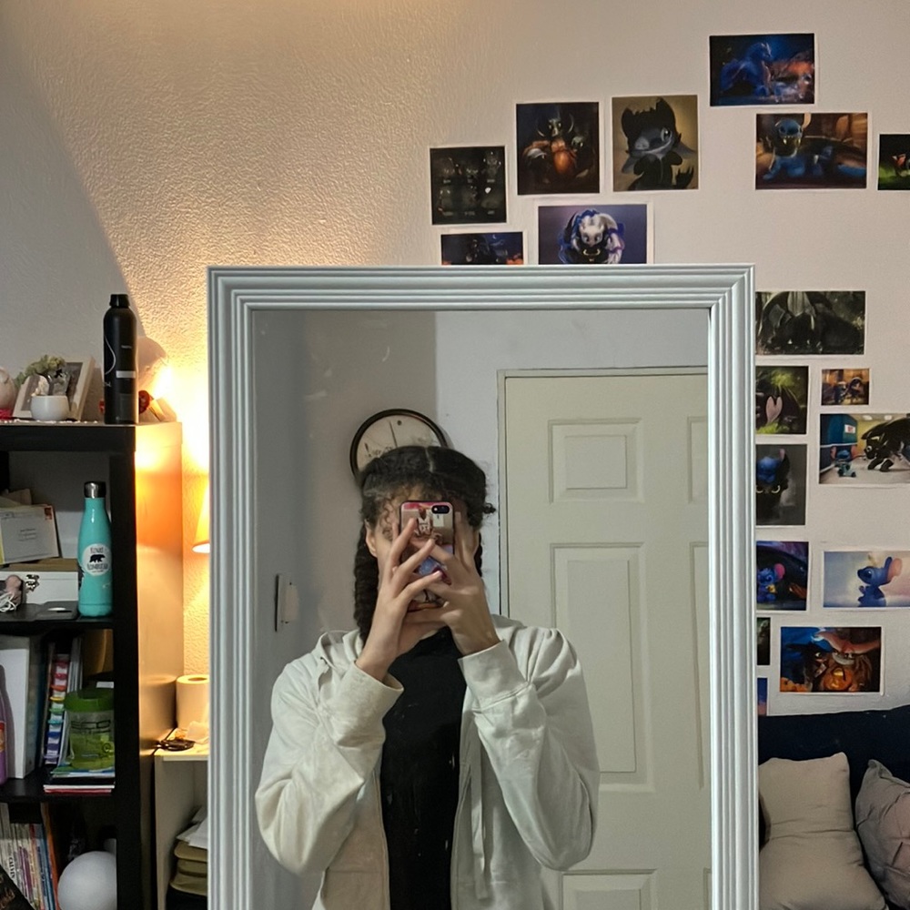 Off white zip up flare hoodie. Size small.